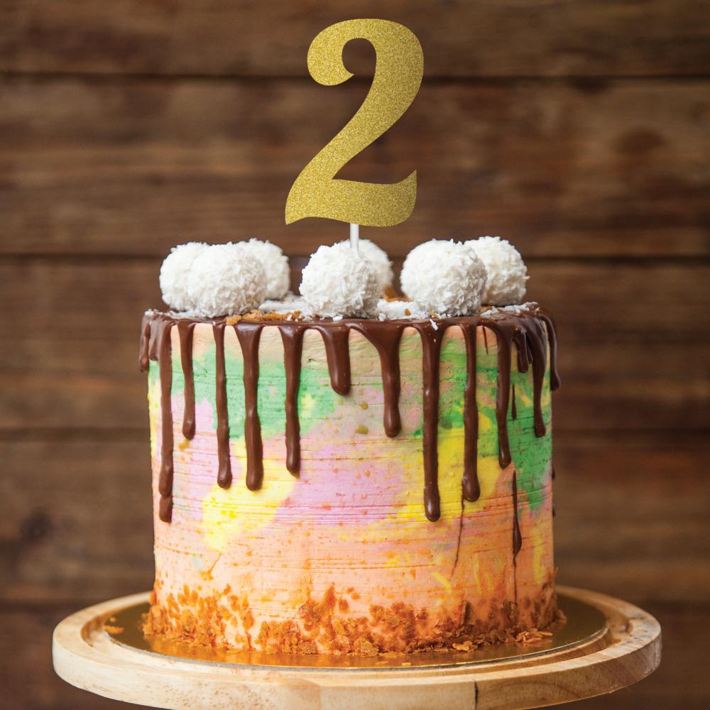 12ct Bulk Gold Glitter #2 Cake Toppers