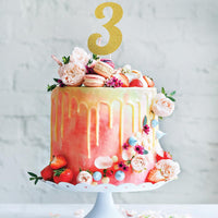 12ct Bulk Gold Glitter #3 Cake Toppers