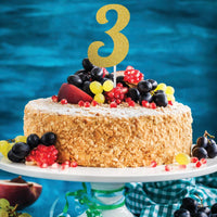 12ct Bulk Gold Glitter #3 Cake Toppers