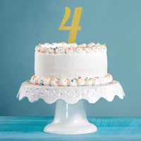12ct Bulk Gold Glitter #4 Cake Toppers