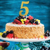 12ct Bulk Gold Glitter #5 Cake Toppers