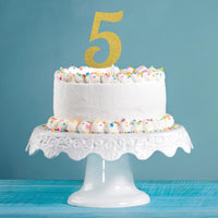 12ct Bulk Gold Glitter #5 Cake Toppers