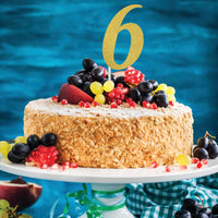 12ct Bulk Gold Glitter #6 Cake Toppers