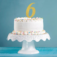 12ct Bulk Gold Glitter #6 Cake Toppers