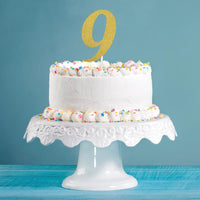 12ct Bulk Gold Glitter #9 Cake Toppers