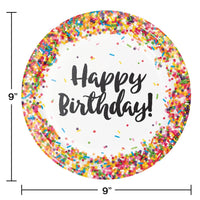 Confetti Sprinkles Paper Plates, 8 ct Party Decoration
