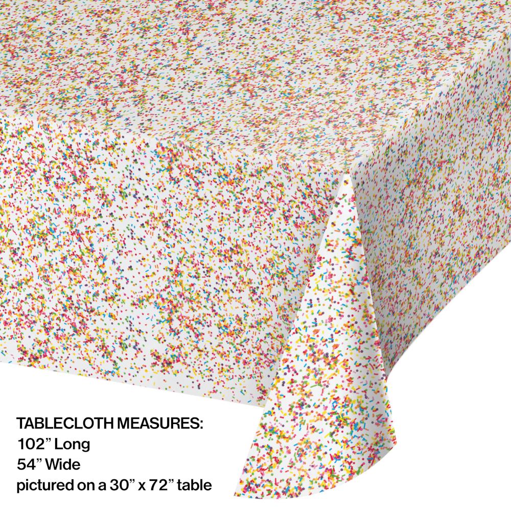 Sprinkles Plastic Tablecover All Over Print, 54" X 102" Party Decoration