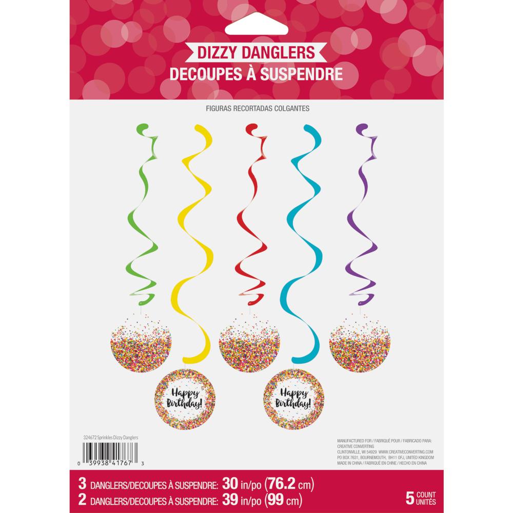Confetti Sprinkles Dizzy Danglers, 5 ct Party Decoration
