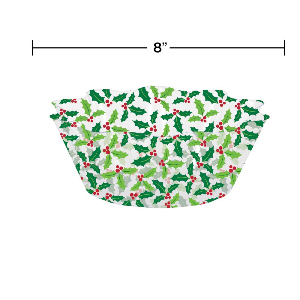 Christmas Decor Holly Plastic Bowl