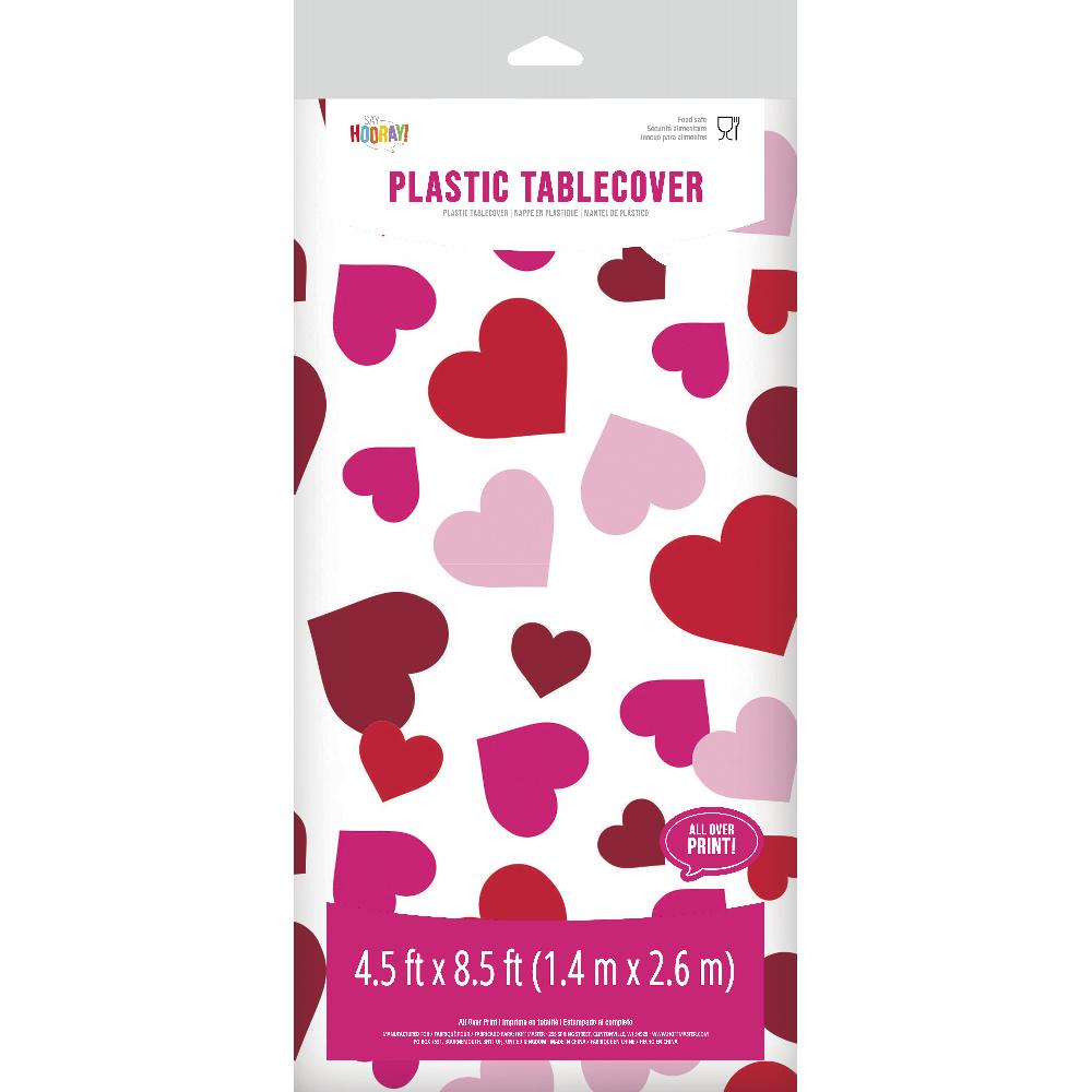 12ct Bulk Valentine's Day Hearts Plastic Table Covers