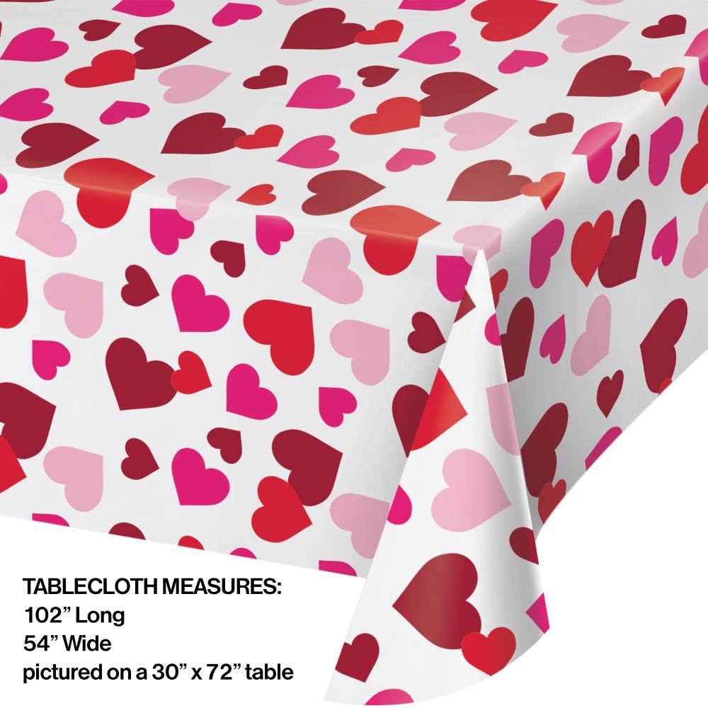 12ct Bulk Valentine's Day Hearts Plastic Table Covers