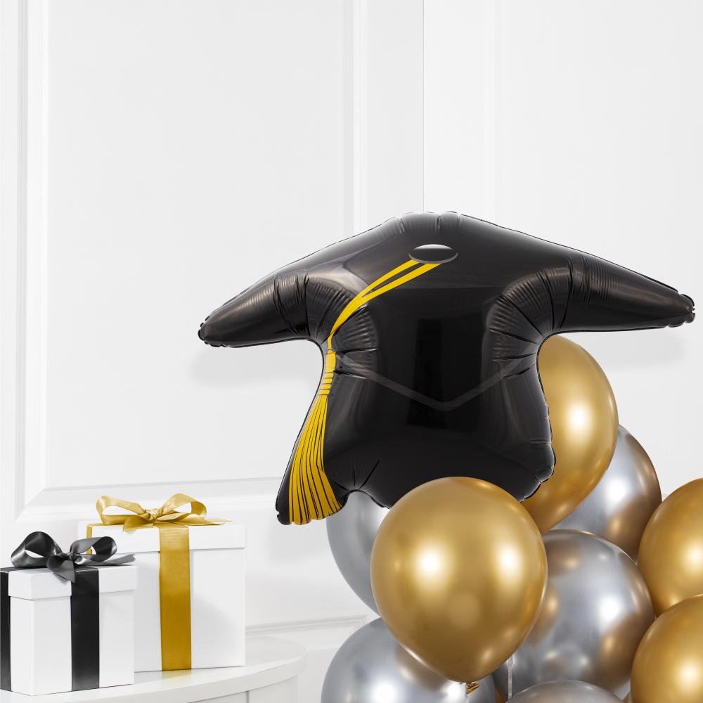 10ct Bulk Black Graduation Cap Mylar Balloons