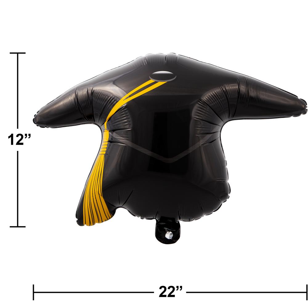 Graduation Metallic Balloon,22" Mortarboard Black Party Decoration
