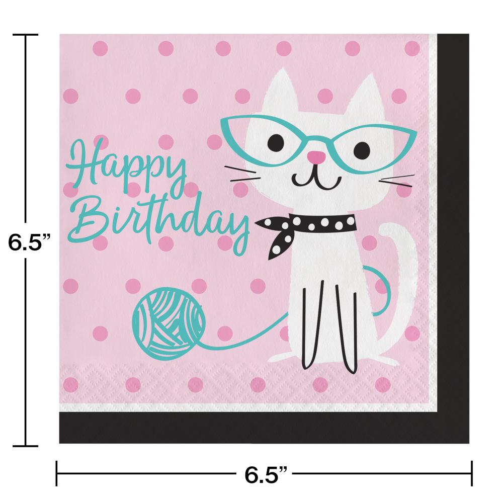 192ct Bulk Purr-fect Cat Party Birthday Luncheon Napkins