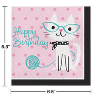 192ct Bulk Purr-fect Cat Party Birthday Luncheon Napkins