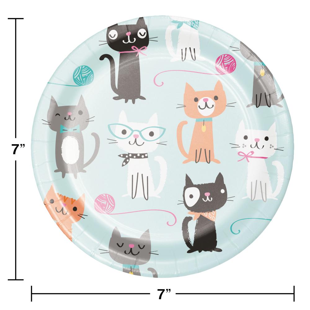 96ct Bulk Purr-fect Cat Party Dessert Plates