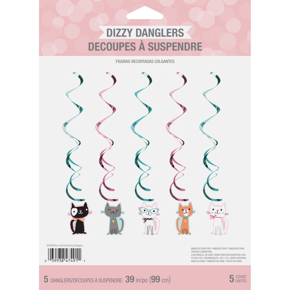 Cat Party Dizzy Danglers, 5 ct Party Decoration