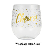 6ct Bulk Cheers 14 oz Plastic Stemless Wine Glasses by Elise