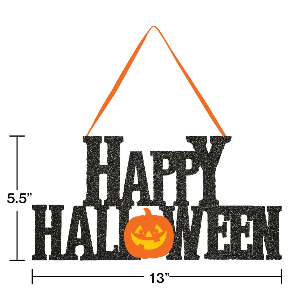 12ct Bulk Happy Halloween Glitter Hanging Signs