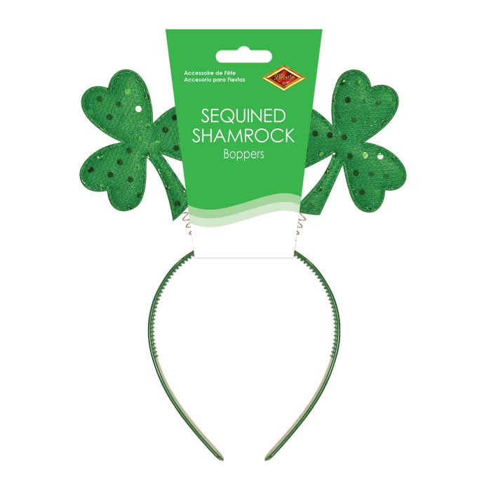 12 Pack Bulk Sequined Shamrock Boppers