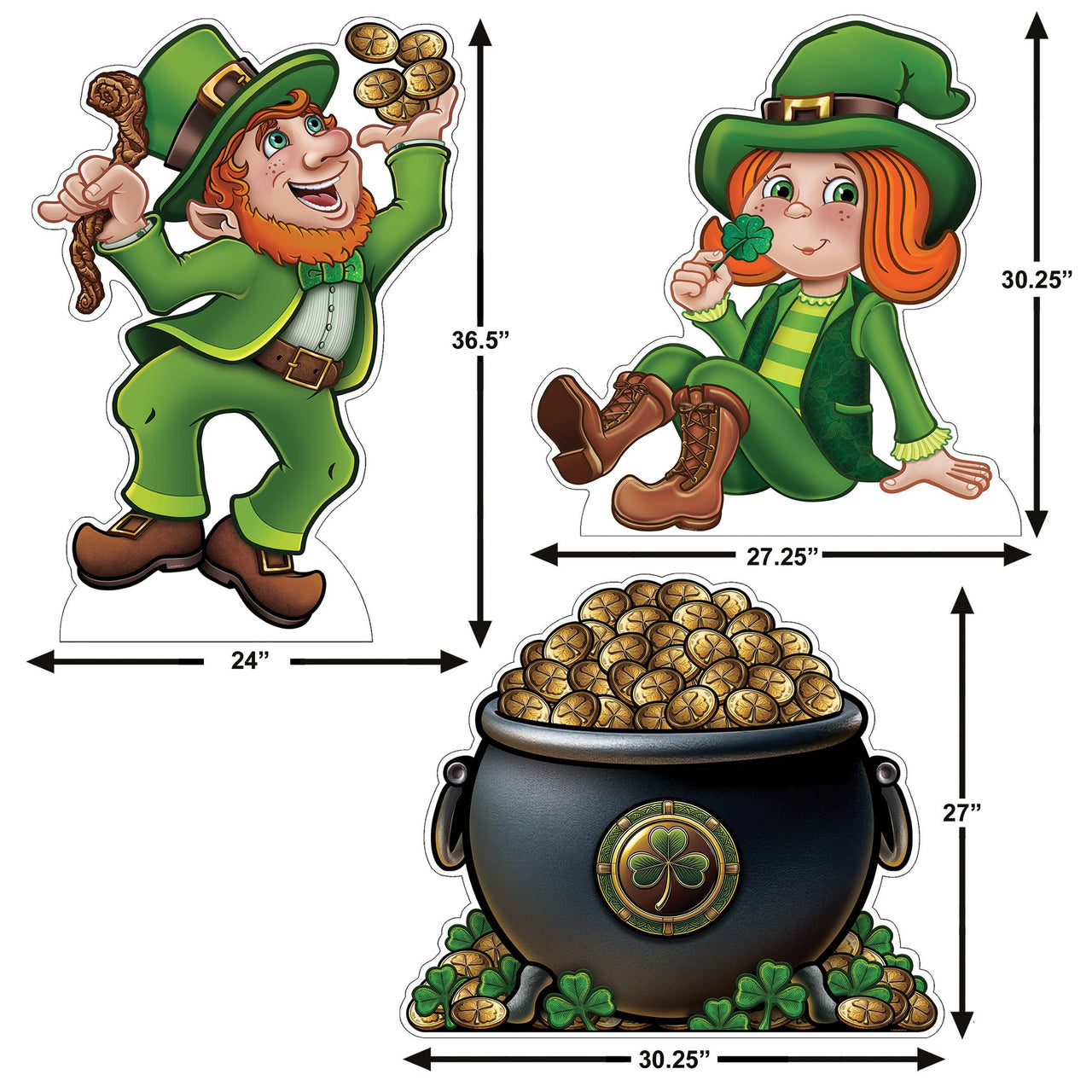 Leprechaun & Pot O' Gold Stand-Ups (3-Pack)