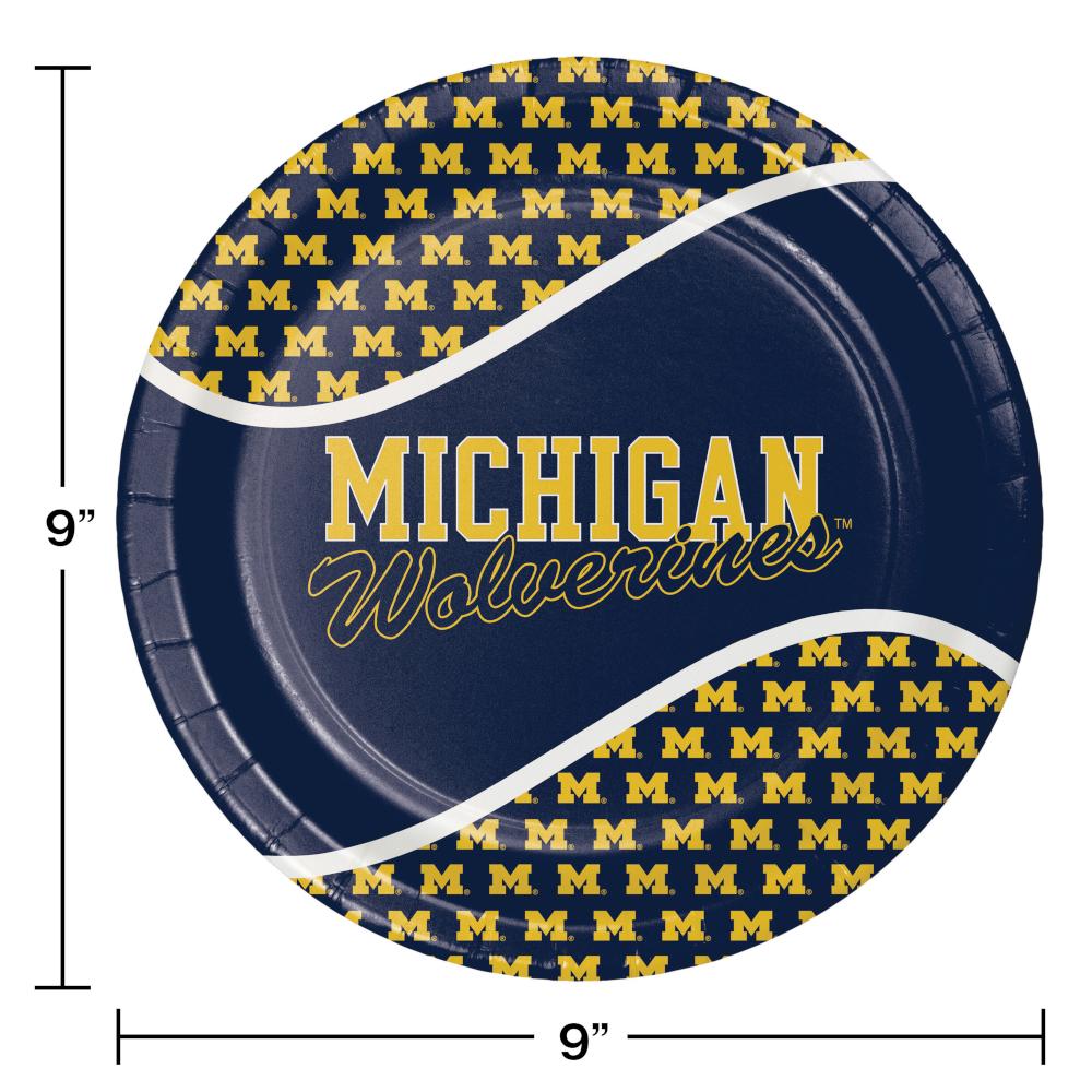 University Of Michigan Paper Plates, 8 ct Party Decoration