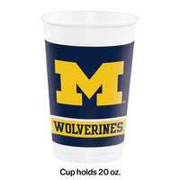 University Of Michigan 20 Oz Plastic Cups, 8 ct