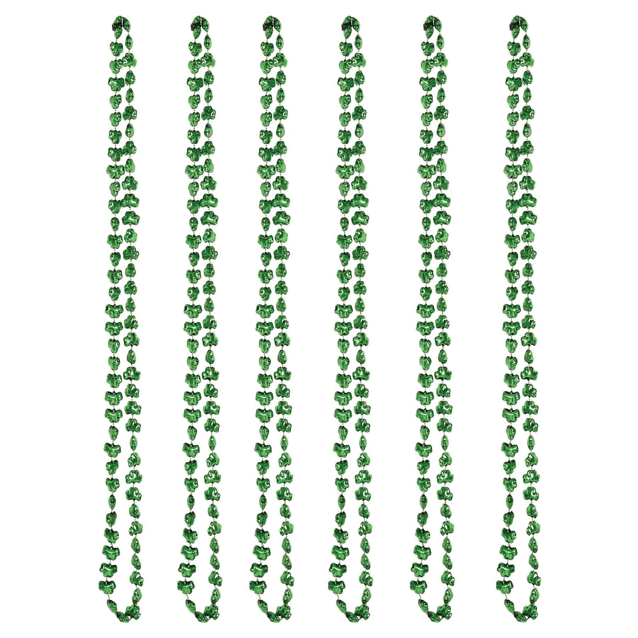 St. Patrick's Day Mini Shamrock Bead Necklaces - Bulk 12 Pack