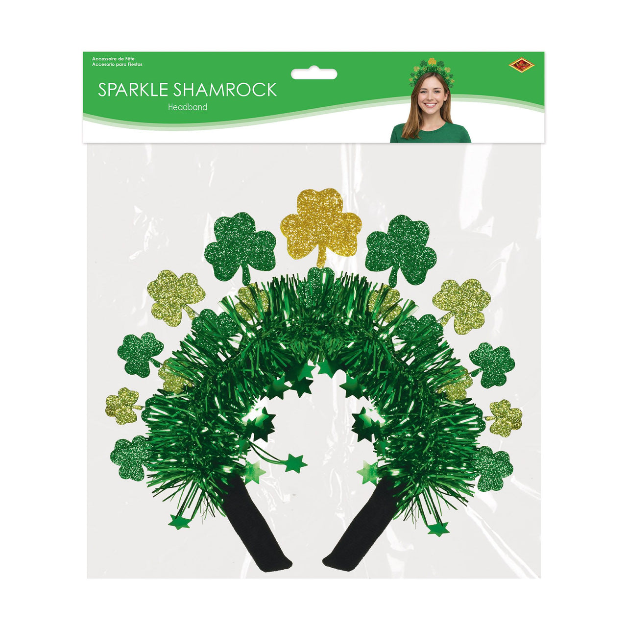 6 Pack Bulk Sparkle Shamrock Headband St. Patrick's Day - view 3