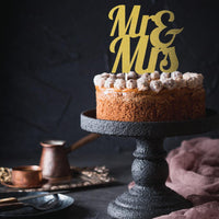 12ct Bulk Gold Glitter Mr & Mrs Cake Toppers