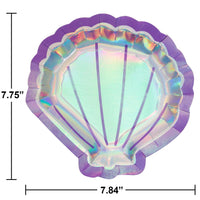 96ct Bulk Iridescent Mermaid Party Shaped Dinner Plates