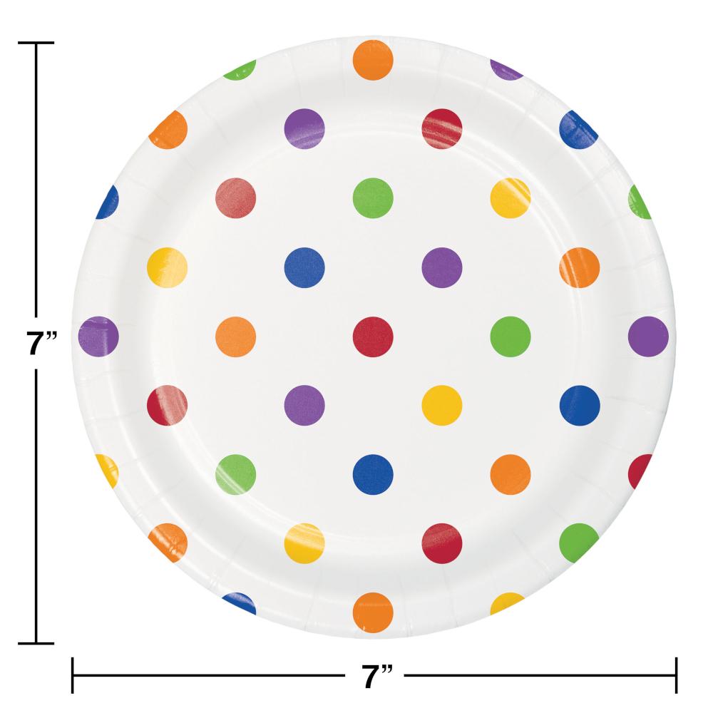 Multicolor Polka Dots and Stripes Dessert Plates (Case of 96) by Creative Converting