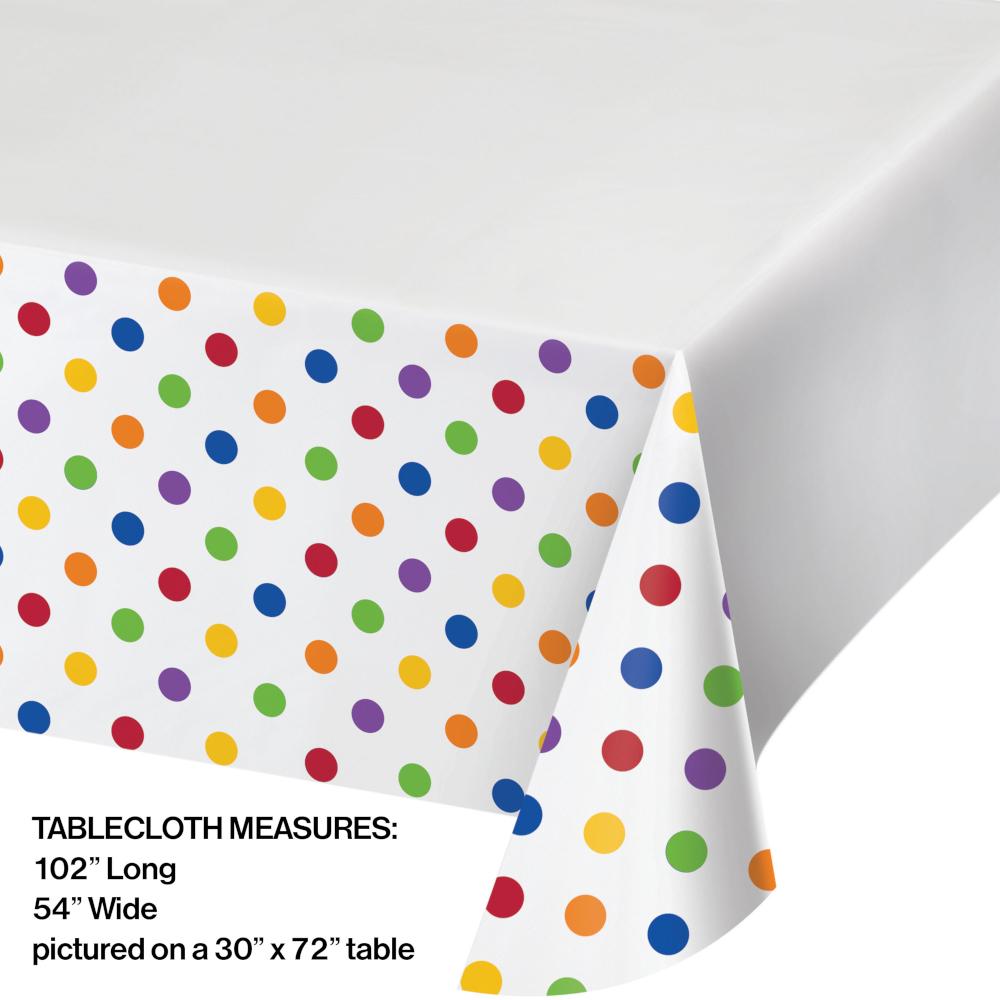 Multicolor Polka Dots and Stripes Plastic Tablecloths (Case of 12) by Creative Converting