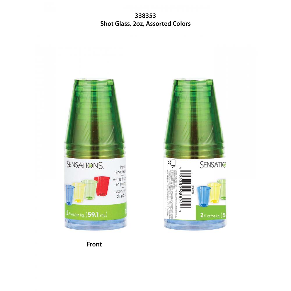 192ct Bulk 2 oz Assorted Color Plastic Shot Glasses
