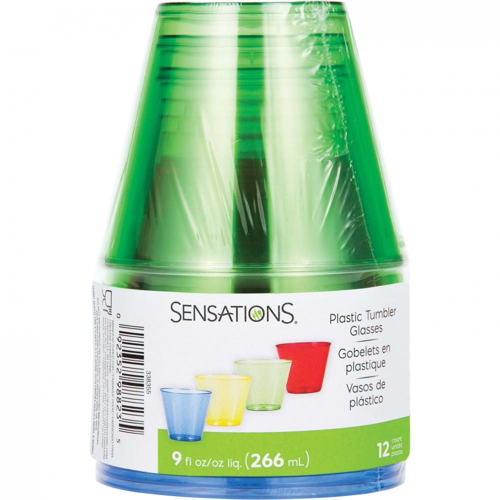 Assorted Colors Plastic Glasses, 9 Oz, 12 ct Party Decoration