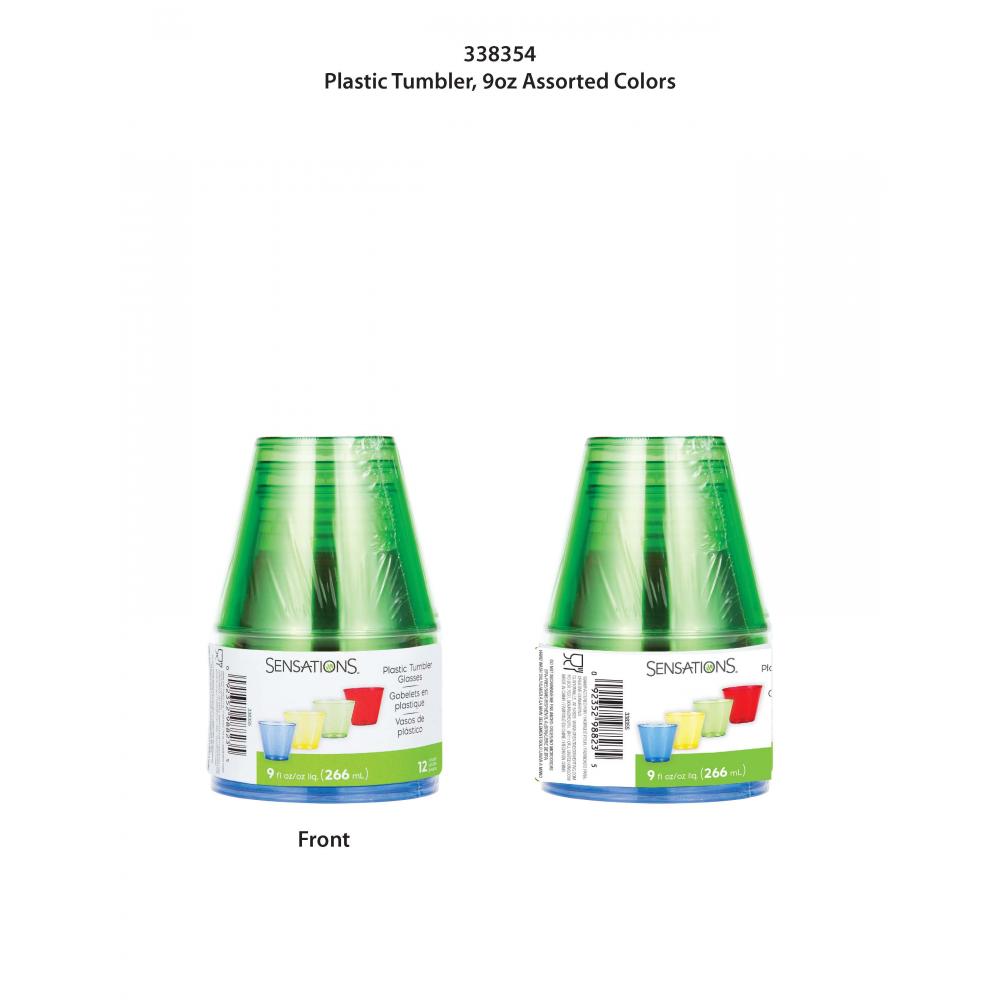 Assorted Colors Plastic Glasses, 9 Oz, 12 ct Party Decoration