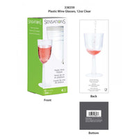 Clear Plastic Wine Glasses 12 Oz, 4 ct Party Decoration
