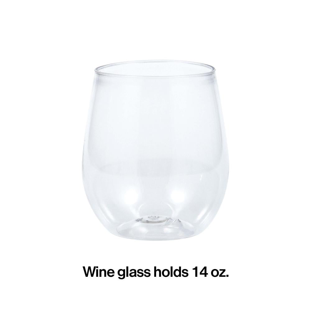 Clear Plastic Stemless Wine Glasses 14 Oz, 4 ct
