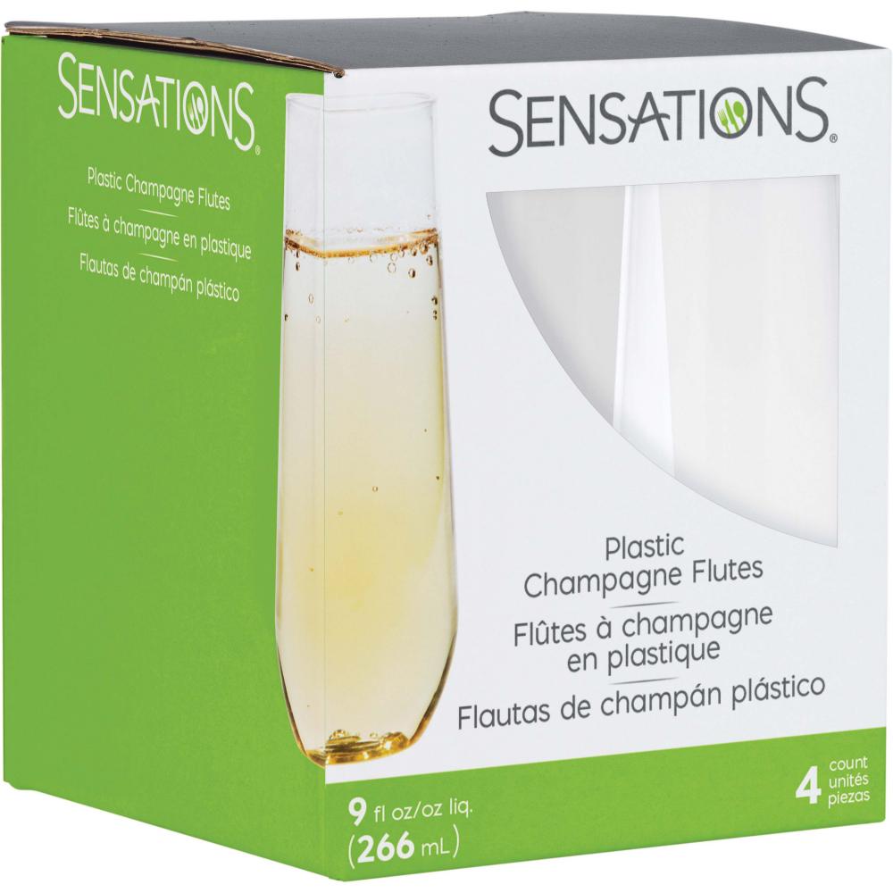 Clear Plastic Champagne Flutes, 9 Oz, 4 ct