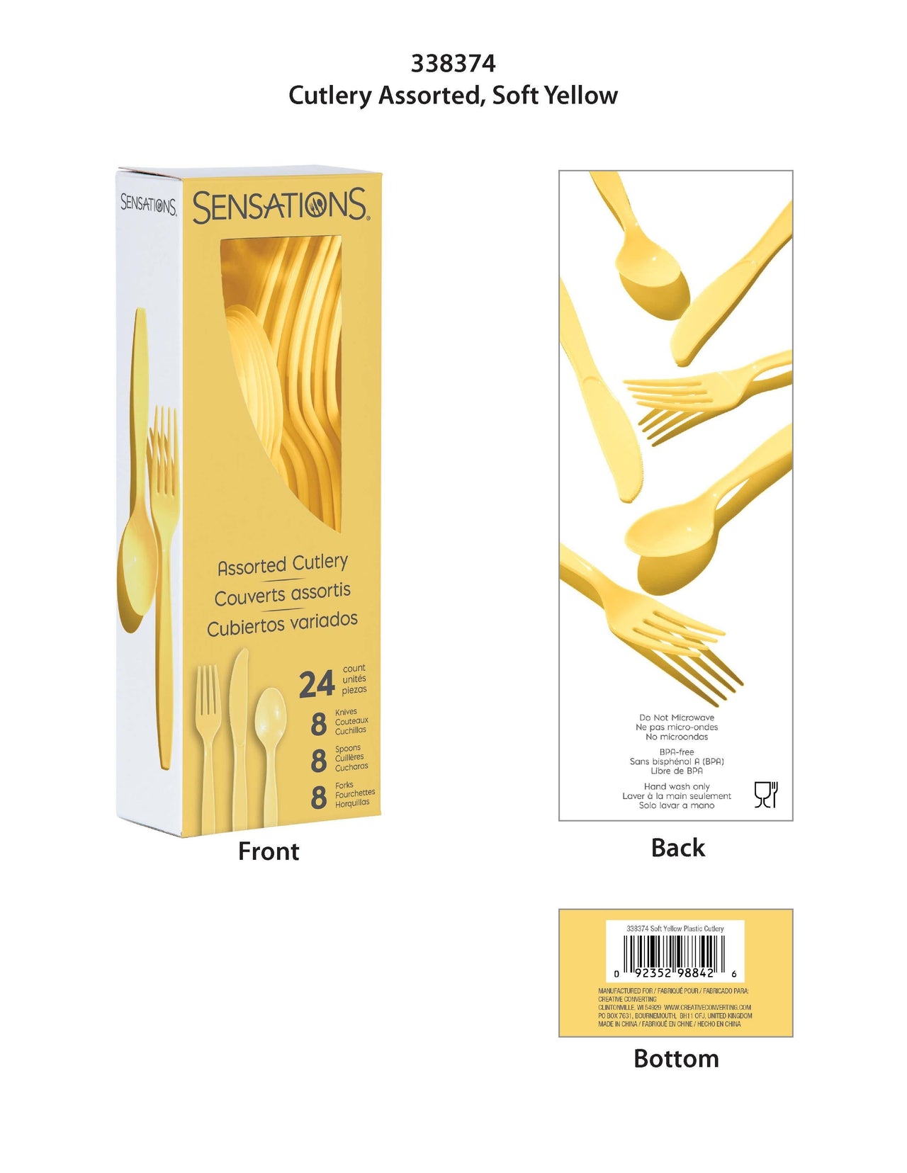 288ct Bulk Soft Yellow Assorted Cutlery