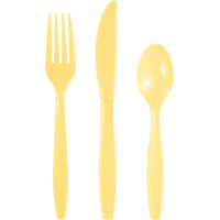 288 pc Bulk Soft Yellow Assorted Cutlery