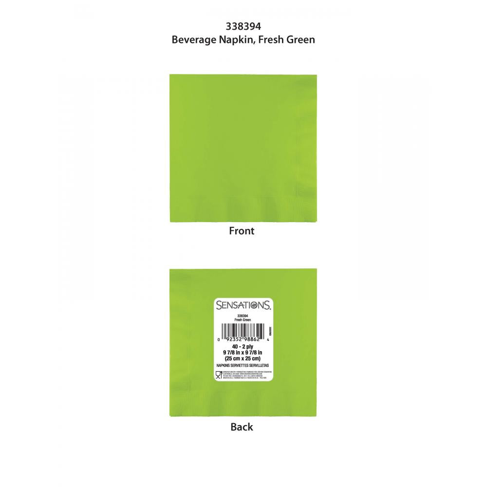 480 pc Bulk Fresh Green 2ply Beverage Napkin