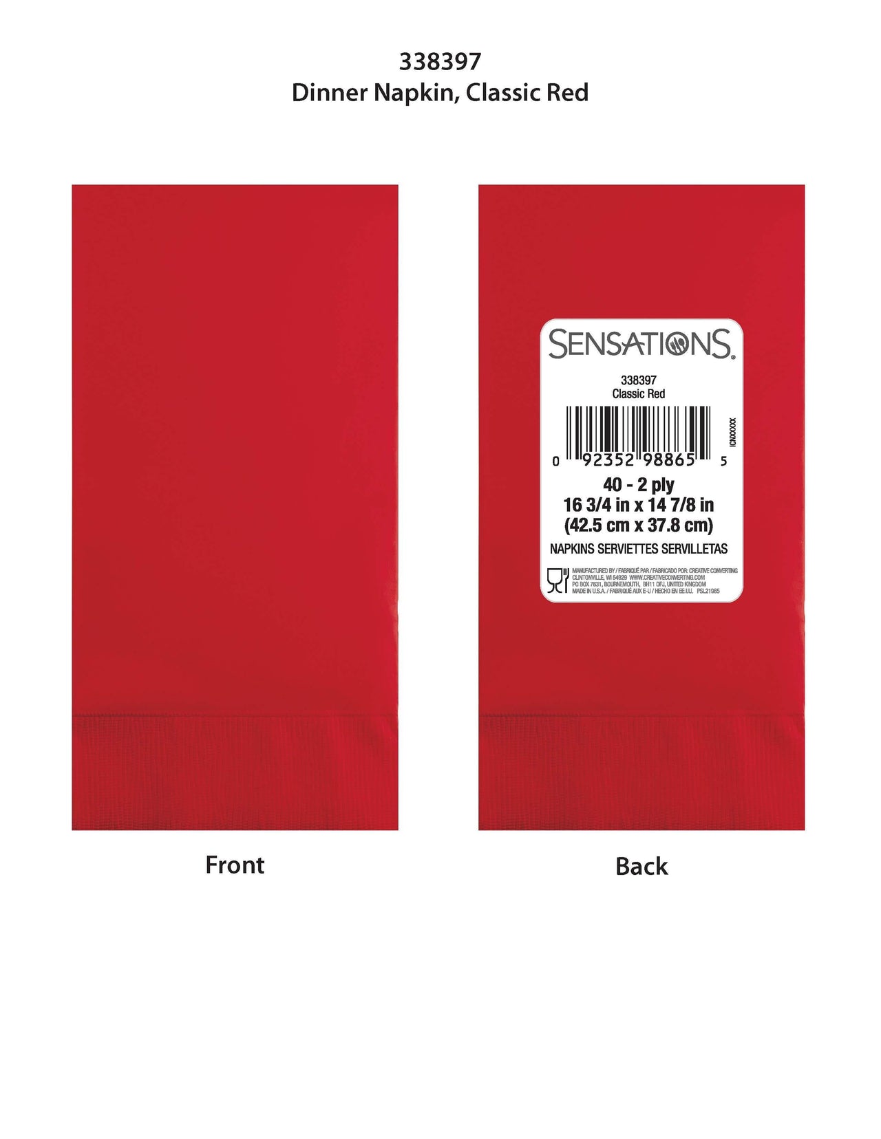400 pc Bulk Classic Red 2Ply Dinner Napkin
