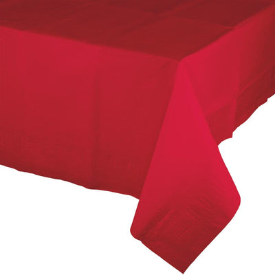 6 pc Bulk Classic Red Tablecover, 54X108" Paper/Poly