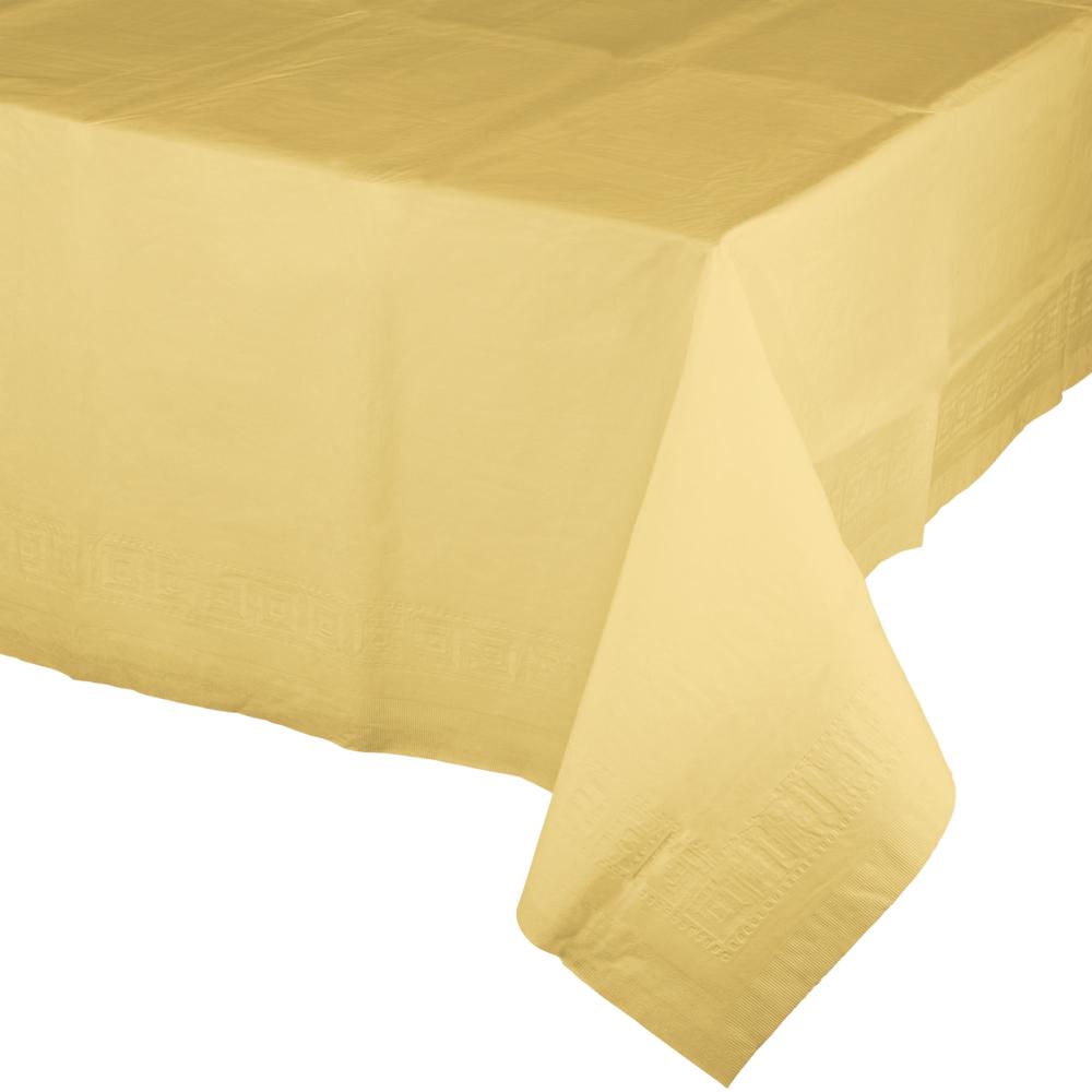 6 pc Bulk Soft Yellow Tablecover, 54X108" Paper/Poly
