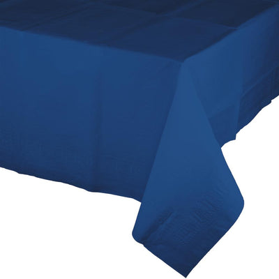6 pc Bulk Navy Tablecover, 54X108" Paper/Poly