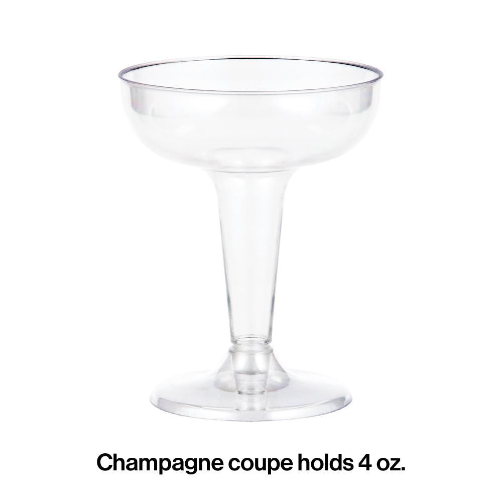Clear Plastic Champagne Coupe, 4 Oz, 6 ct Party Decoration