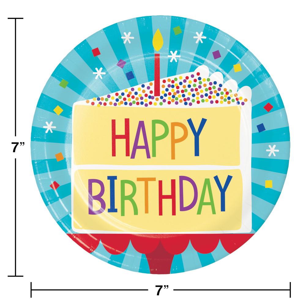 Cake Theme Birthday 6.75 inch Paper Dessert Plates (8/Pkg)