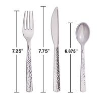 288ct Bulk Metallic Silver Hammered Assorted Cutlery