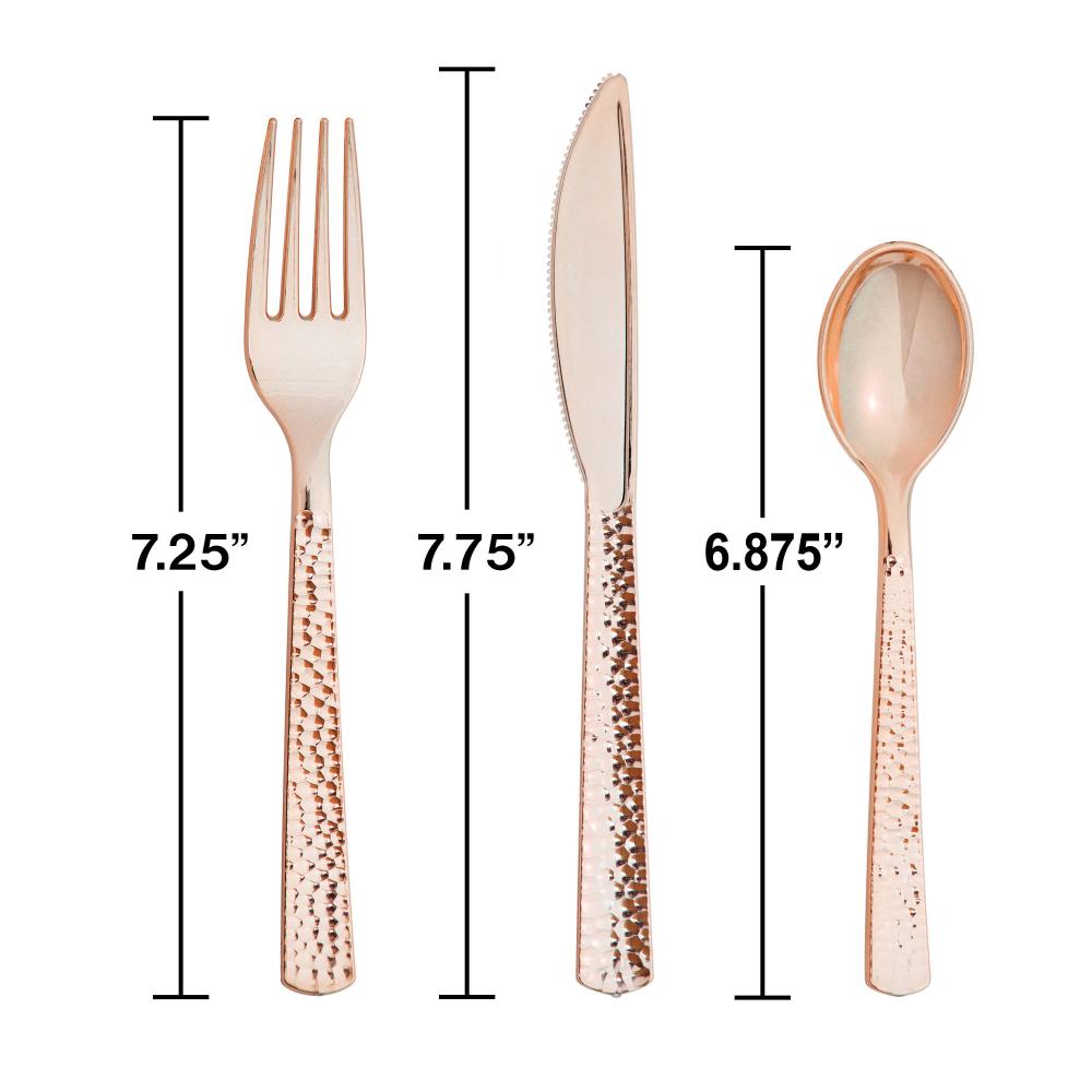 288ct Bulk Metallic Rose Gold Hammered Assorted Cutlery
